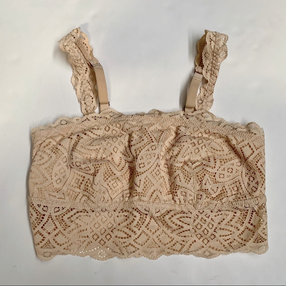 NWT Aerie Castaway Lace Longline Bandeau in Flax